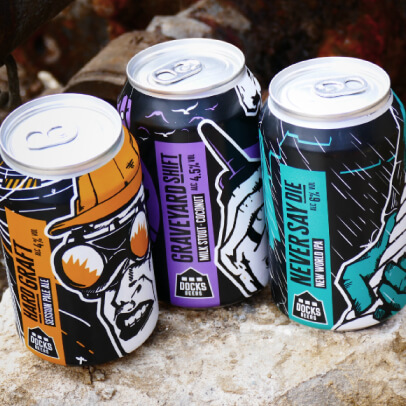 Docks Beers core range cans