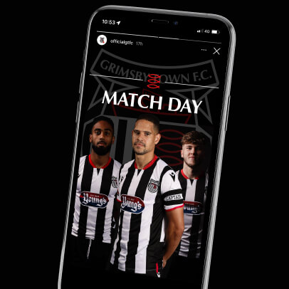 Grimsby Town Football Club website shown on a mobile phone