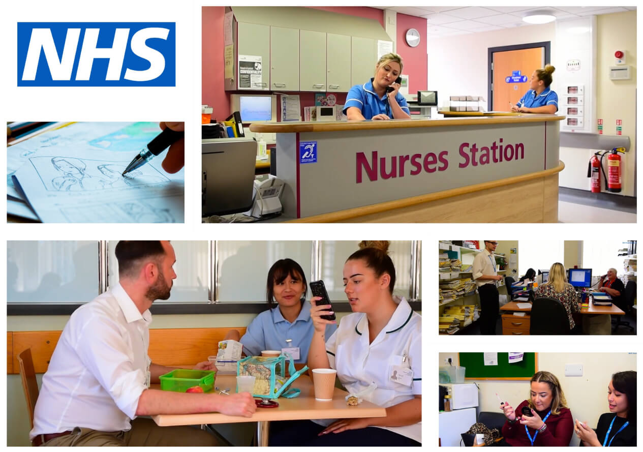 NHS NLaG photographs of the staff and hospital complete with branding mockups
