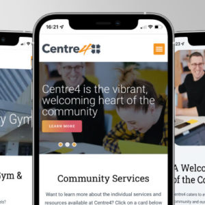Centre4 website shown on a mobile phone - Featured image