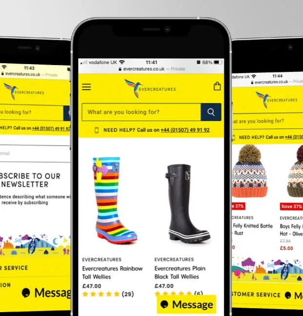 Evercreatures website shown on mobile phone