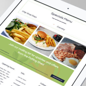 Grimsby Garden Centre cafe menu shown on tablet