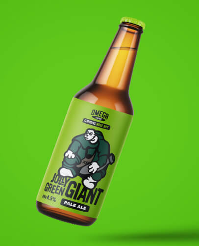Jolly Green Giant bottle shot for Omega Drinks Nose Art product range