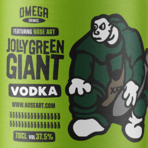 Omega Drinks - Jolly Green Giant Vodka - Nose Art - Bottle Art