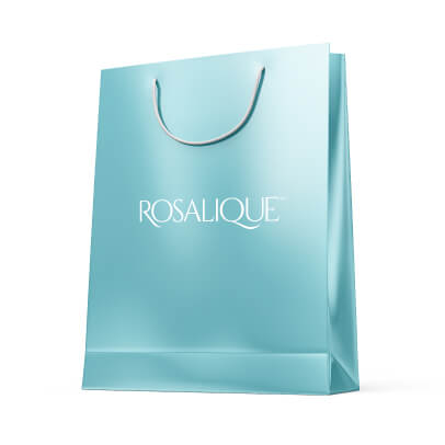 Rosalique branding shown on a gift bag