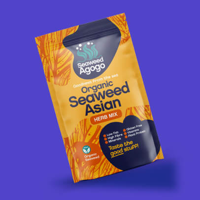 Seaweed Agogo herb mix shown on purple background 406x406px