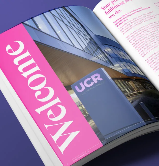 Rotherham College Prospectus open on "Welcome" page