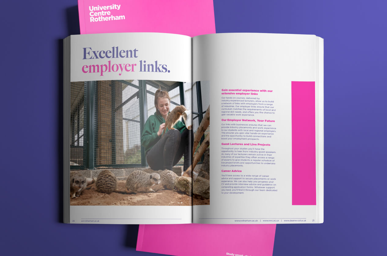 Rotherham College Prospectus open on Excellent employer links page