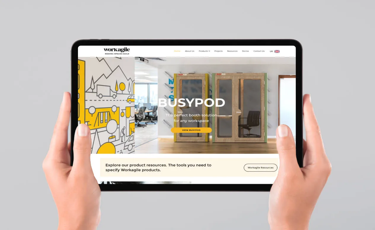 Workagile Website shown on tablet