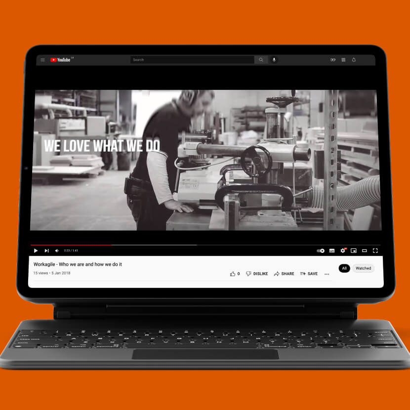 Workagile - who we are video thumbnail shown on Microsoft Surface