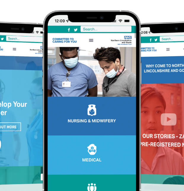 NLaG hospital trust website shown on a mobile phone