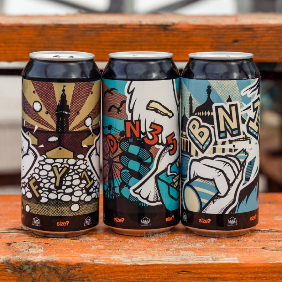 The range of three cans created for the Docks Beers x size? Seaside Gift Box