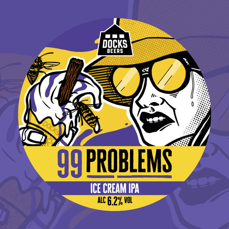 Docks Beers x Beer52 99 Problems Ice Cream IPA keg badge