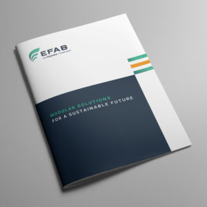 EFAB brochure on a grey background.
