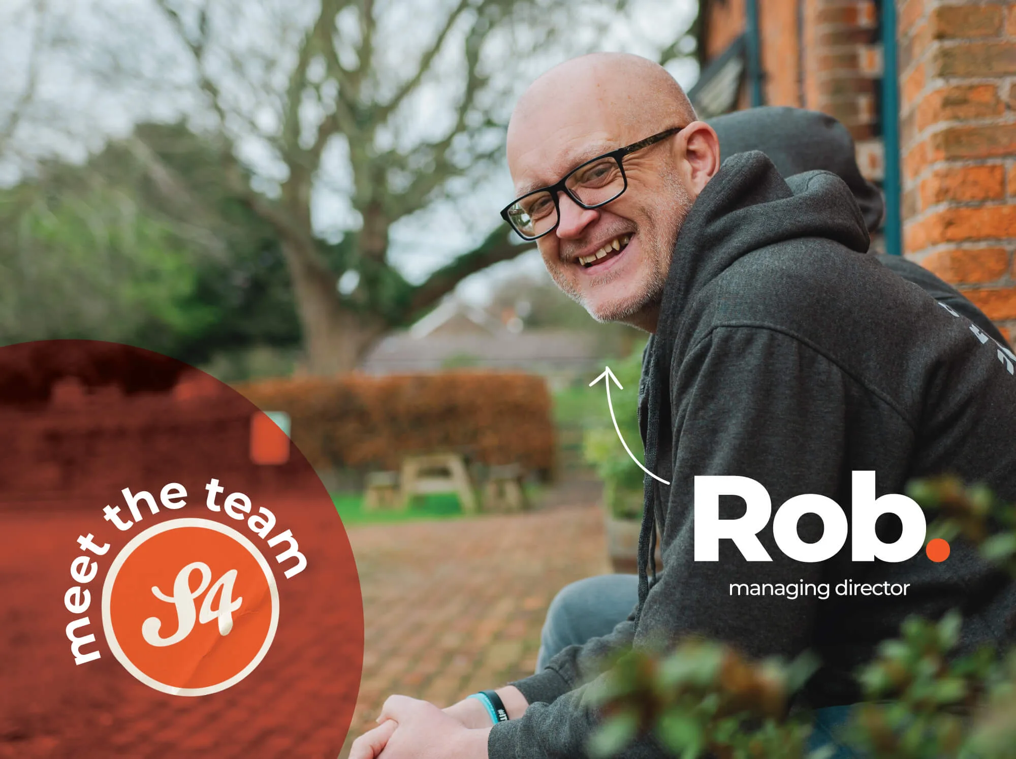 Meet the S4 Team - Sourcefour Managing Director Rob sitting outside the studio smiling.